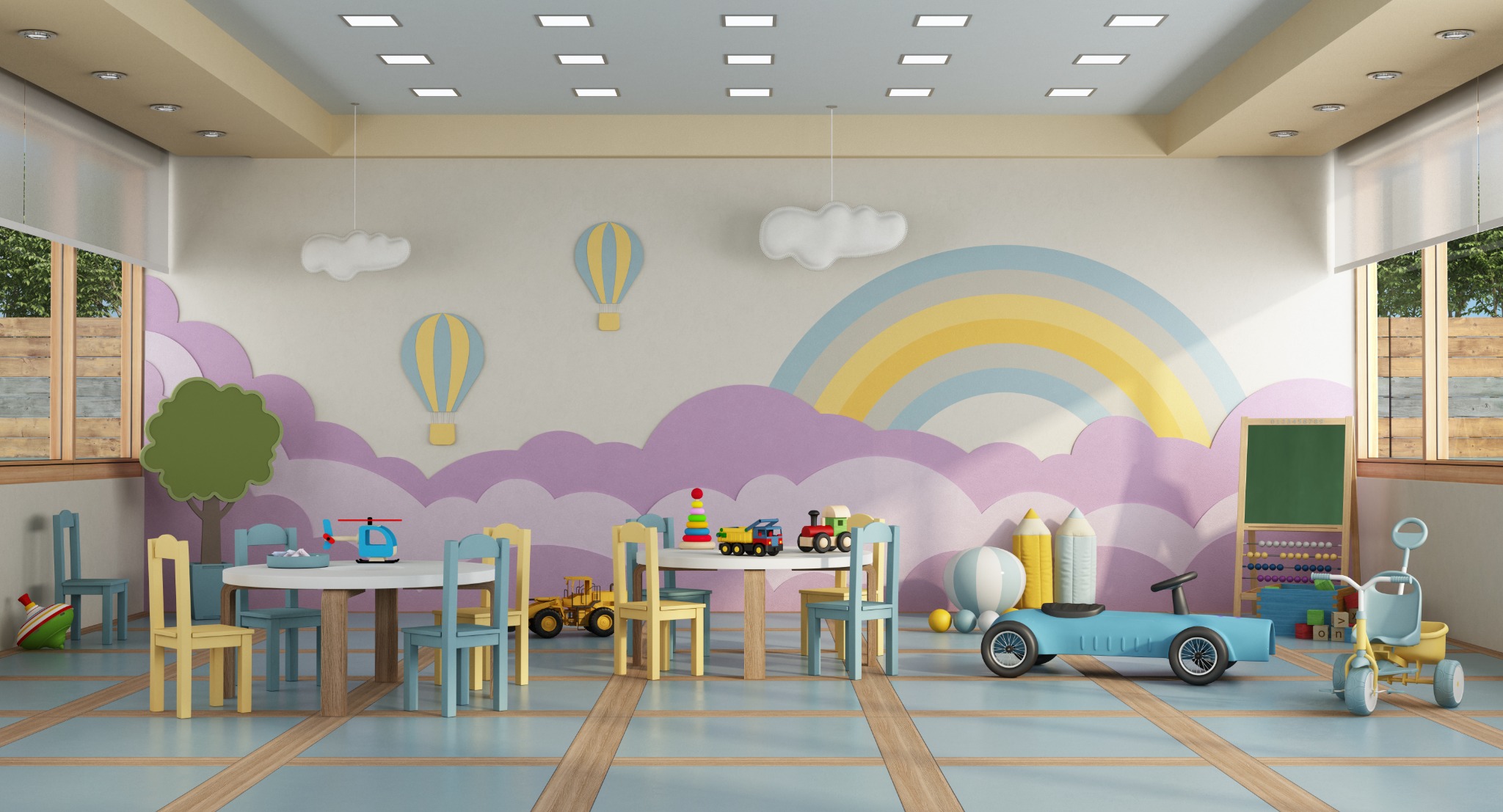 Salle de jeux colorée